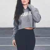 InstaHot Letter Print SQUAT Hoodies Women's Autumn Crop Tops - Shoply