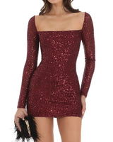 Sequin Long Sleeve Mini Dress - Shoply