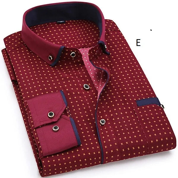 Men Fashion Casual Long Sleeved Printed Shirt