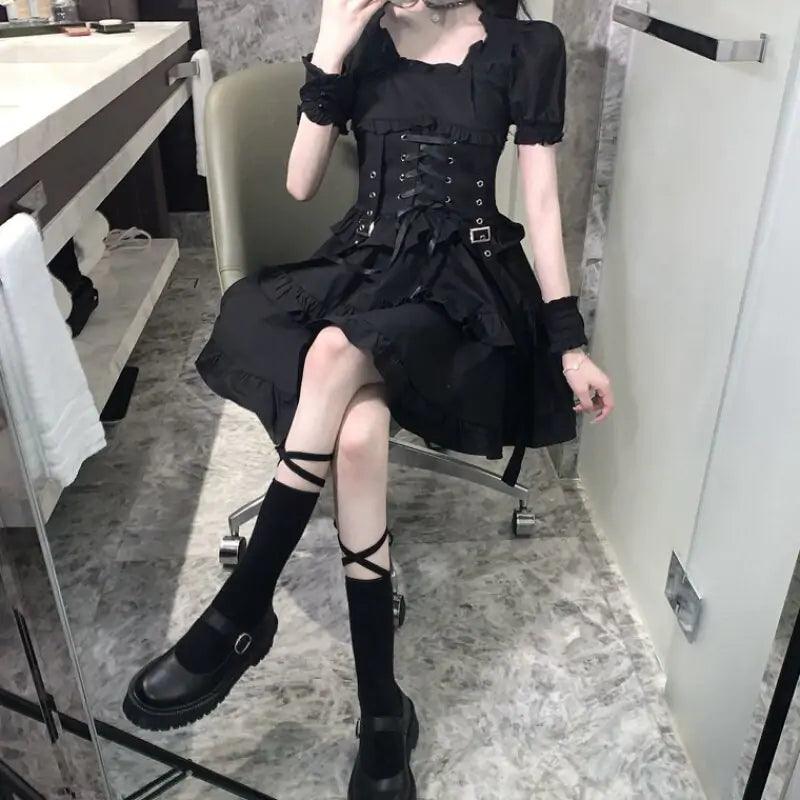 Gothic Women Black Dress - Shoply