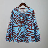 Zebra V-neck Women Blouse - Shoply