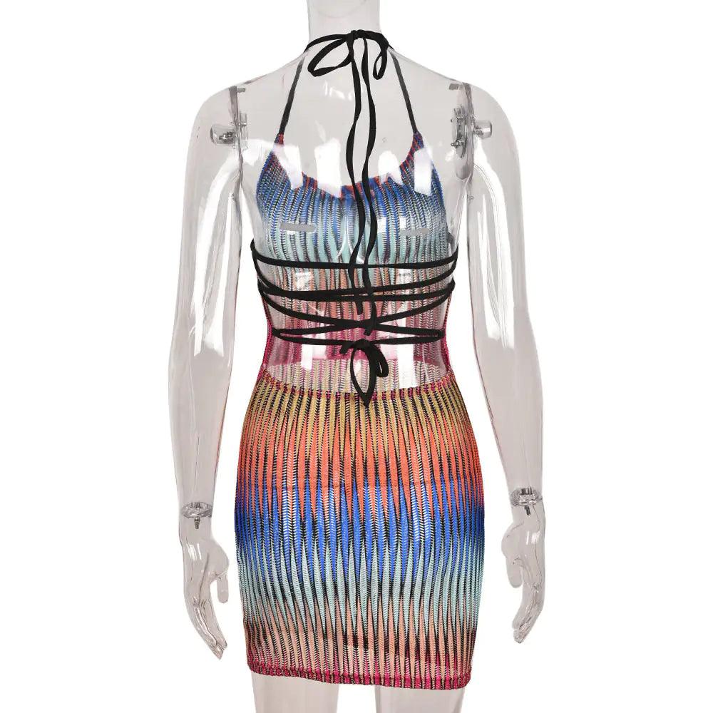 Gradient Mesh Mini Dress - Shoply