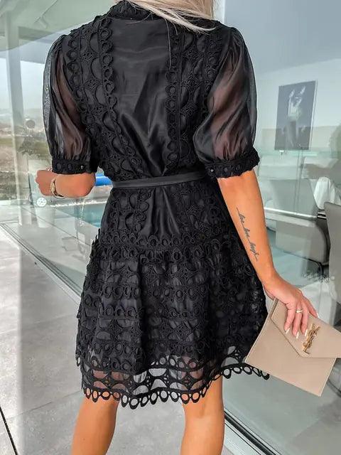 Patchwork Lace Elegant Mini Dress - Shoply