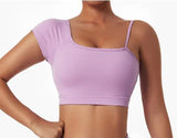 Summer Sexy Oblique Shoulder Yoga Clothes Tops - Shoply