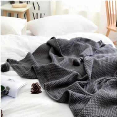 Nordic Fringed Knit Wool Blanket - Shoply