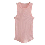 Ribbed Fitted Knit O Neck Sleeveless - Shoply