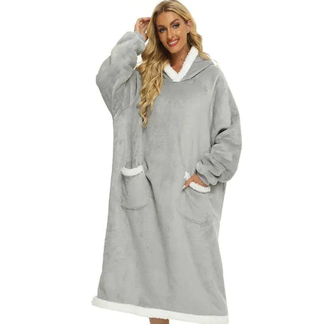 Super Long Flannel Blanket with Sleeves Winter Hoodies - Shoply