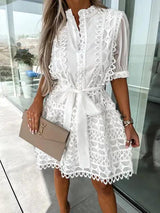 Patchwork Lace Elegant Mini Dress - Shoply