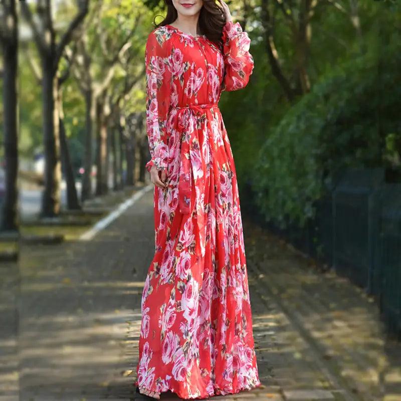 Maxi Dress Floral Printed - Shoply