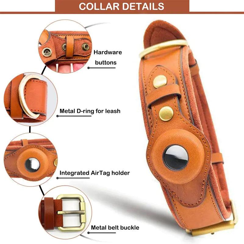 Leather Anti-Lost Dog Collar - Shoply