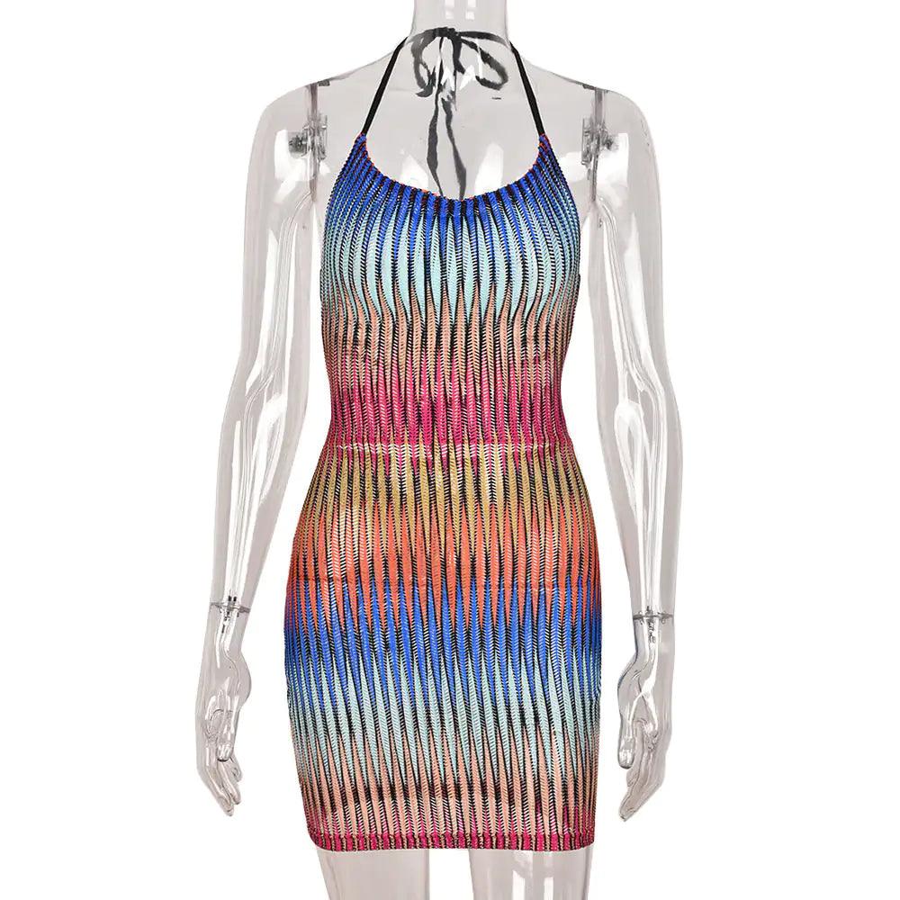 Gradient Mesh Mini Dress - Shoply