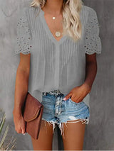 Shirt with Lace and V-neck Emily - Shoply