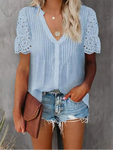 Shirt with Lace and V-neck Emily - Shoply