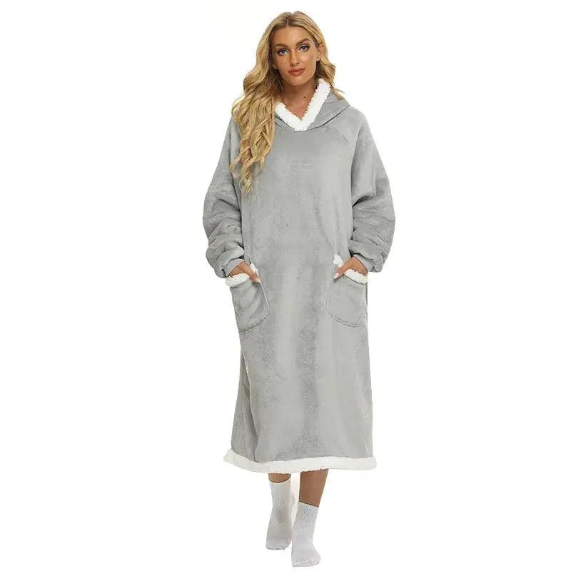 Super Long Flannel Blanket with Sleeves Winter Hoodies - Shoply