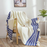 European-Style Striped Knitted Throw Blanket - Shoply