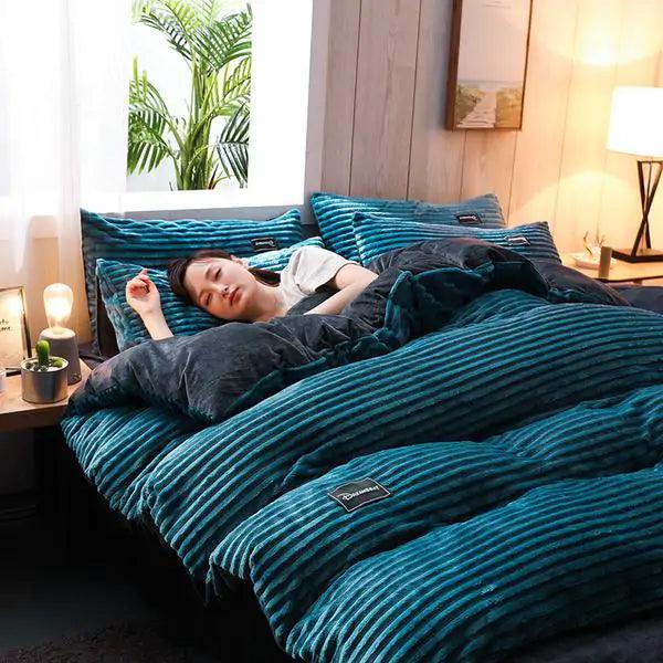 Corduroy Velvet Duvet Bedding Set - Shoply