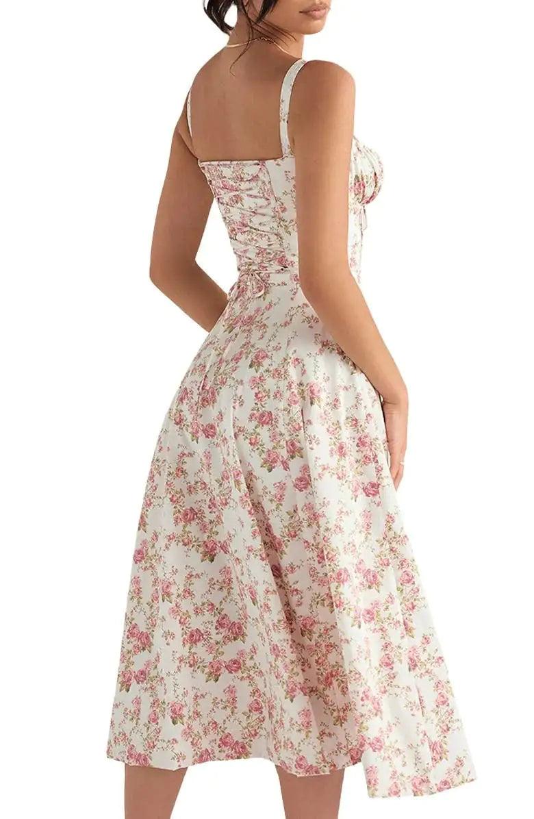 Floral Midriff Waist Shaper Dress - Shoply