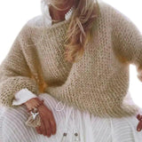 Women's Chunky Knitted Fluffy Pullover Tops - Shoply