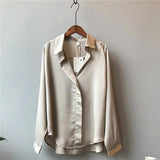 Chic V-Neck Silk Blouse - Shoply