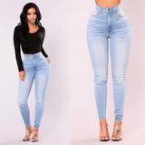 High-Waist Skinny Denim Jeans - Shoply