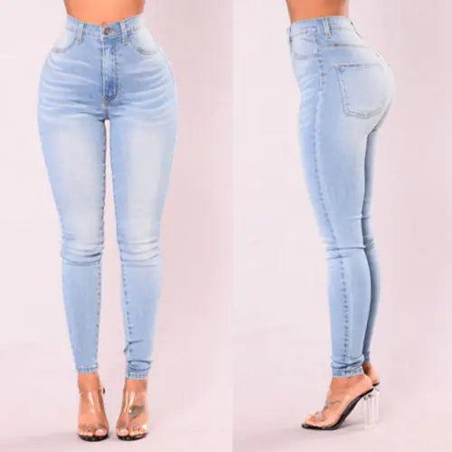 High-Waist Skinny Denim Jeans - Shoply