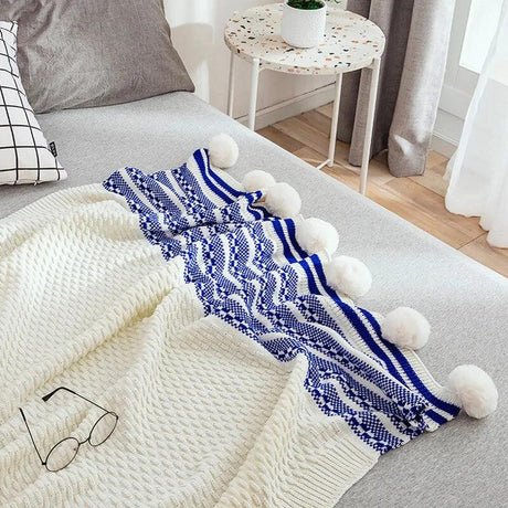 European-Style Striped Knitted Throw Blanket - Shoply