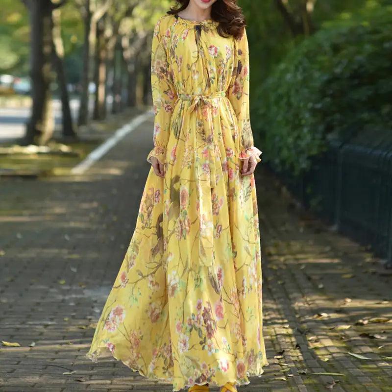 Maxi Dress Floral Printed - Shoply