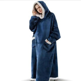 Super Long Flannel Blanket with Sleeves Winter Hoodies - Shoply