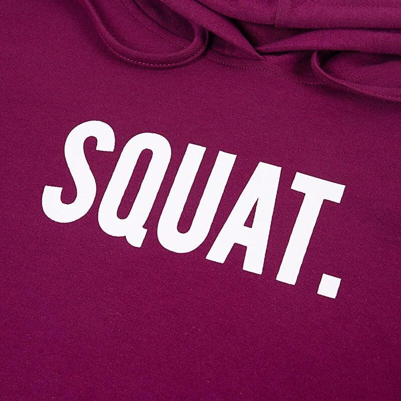 InstaHot Letter Print SQUAT Hoodies Women's Autumn Crop Tops - Shoply