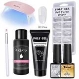 French Nail Art Poly Gel Kit with UV Brush and Nail Tips - Shoply