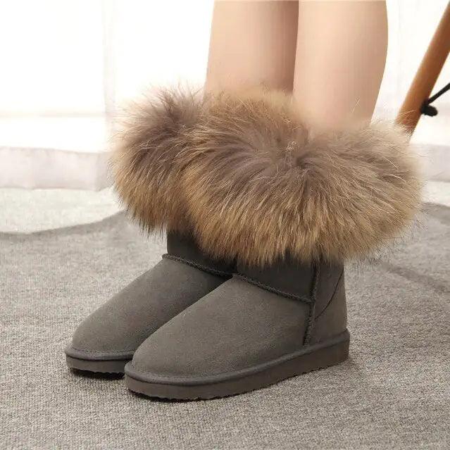 Women's Fox Fur Snow Boots - Shoply