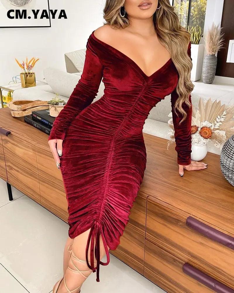 Pencil Velvet Dress - Shoply