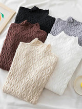 Turtleneck Autumn Winter Warm Pullover Slim Tops Knitted Sweater - Shoply