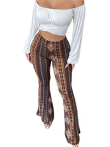 Women's Flare Ethnic Print Pants - Shoply