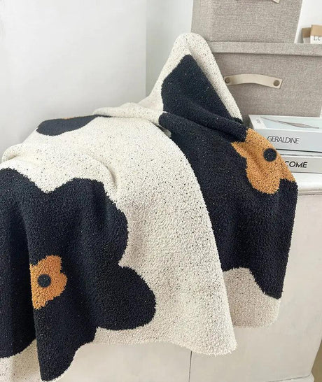 Korean Sunflower Velvet Knitted Blanket - Shoply