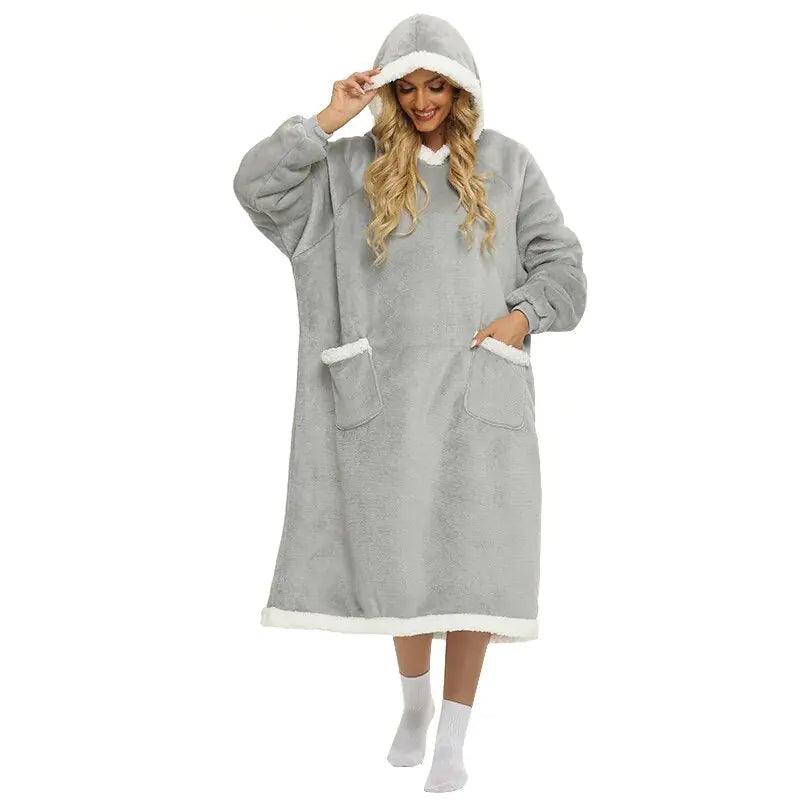 Super Long Flannel Blanket with Sleeves Winter Hoodies - Shoply