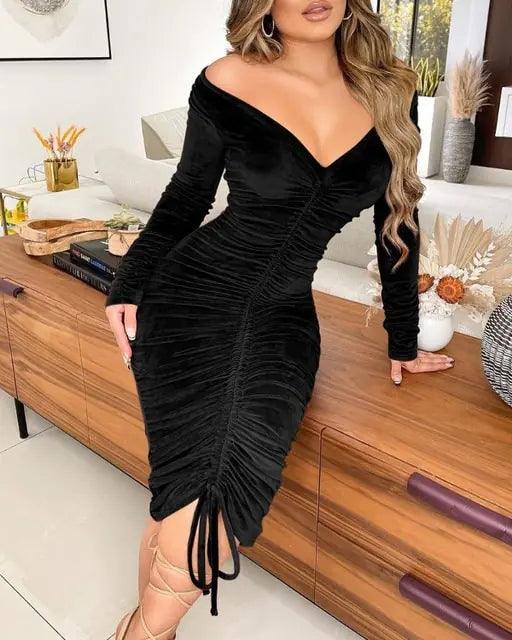 Pencil Velvet Dress - Shoply