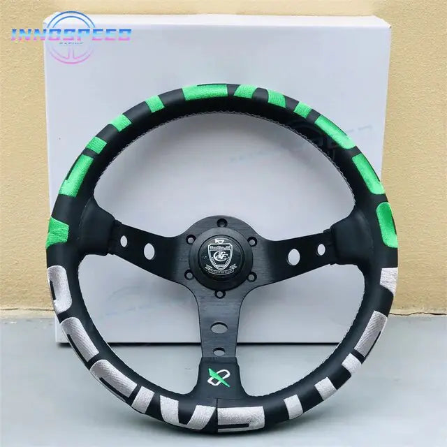 Universal Racing 13inch Vertex Leather Modified Performance Deep Dish Tuning Sport Steering Wheel