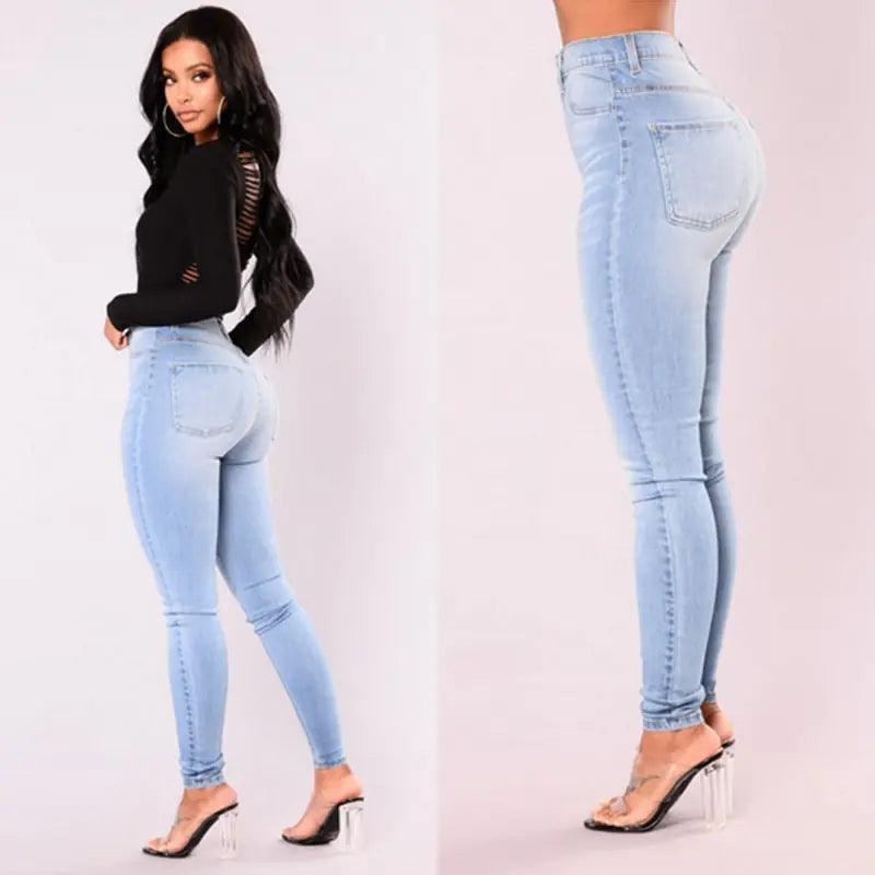 High-Waist Skinny Denim Jeans - Shoply