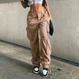 Cargo Solid Baggy Pants - Shoply