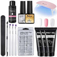 French Nail Art Poly Gel Kit with UV Brush and Nail Tips - Shoply