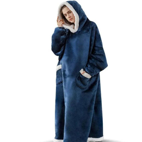 Super Long Flannel Blanket with Sleeves Winter Hoodies - Shoply