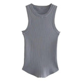 Ribbed Fitted Knit O Neck Sleeveless - Shoply