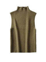 Ribbed Knit High Neck Sleeveless - Shoply