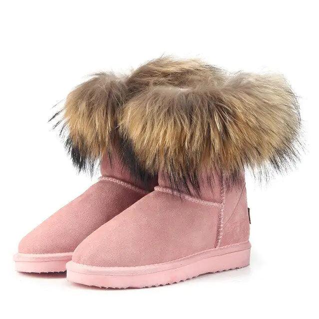 Women's Fox Fur Snow Boots - Shoply