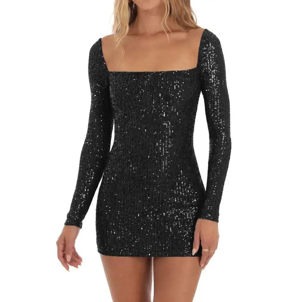 Sequin Long Sleeve Mini Dress - Shoply