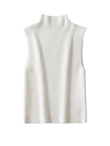 Ribbed Knit High Neck Sleeveless - Shoply