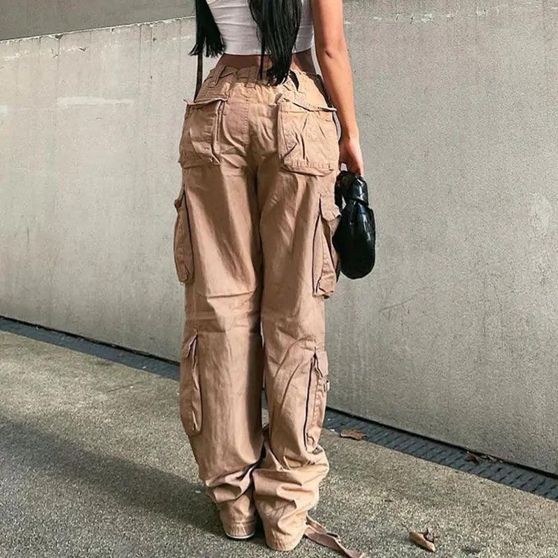 Cargo Solid Baggy Pants - Shoply