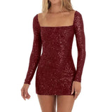 Sequin Long Sleeve Mini Dress - Shoply