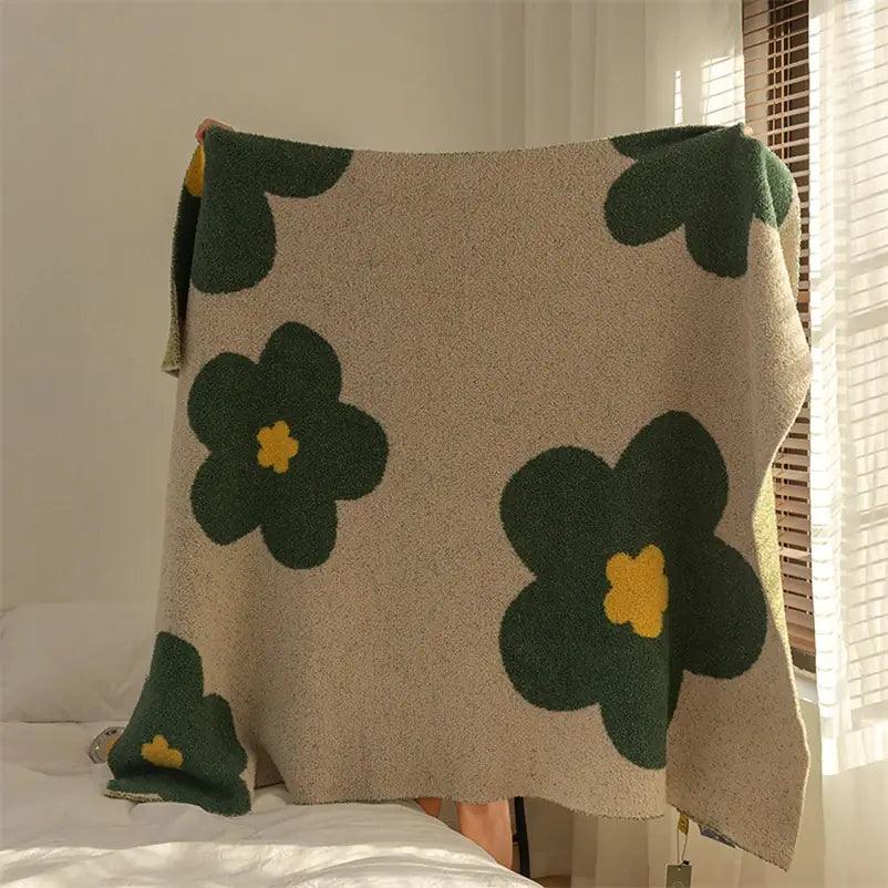 Korean Sunflower Velvet Knitted Blanket - Shoply